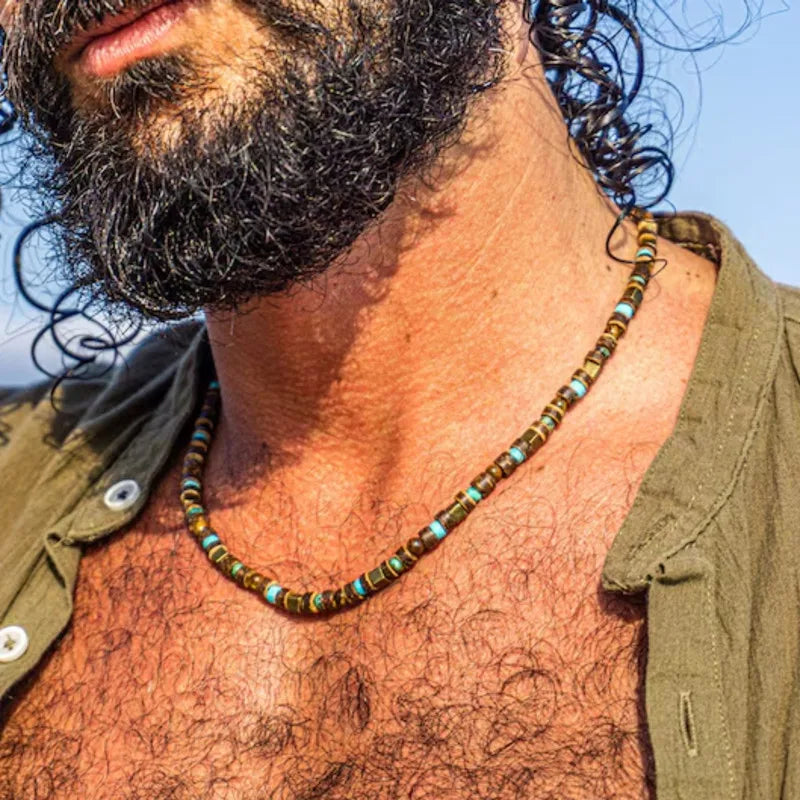 Boho Clay Bead Choker – Multicolor Minimalist Necklace for Men & Women