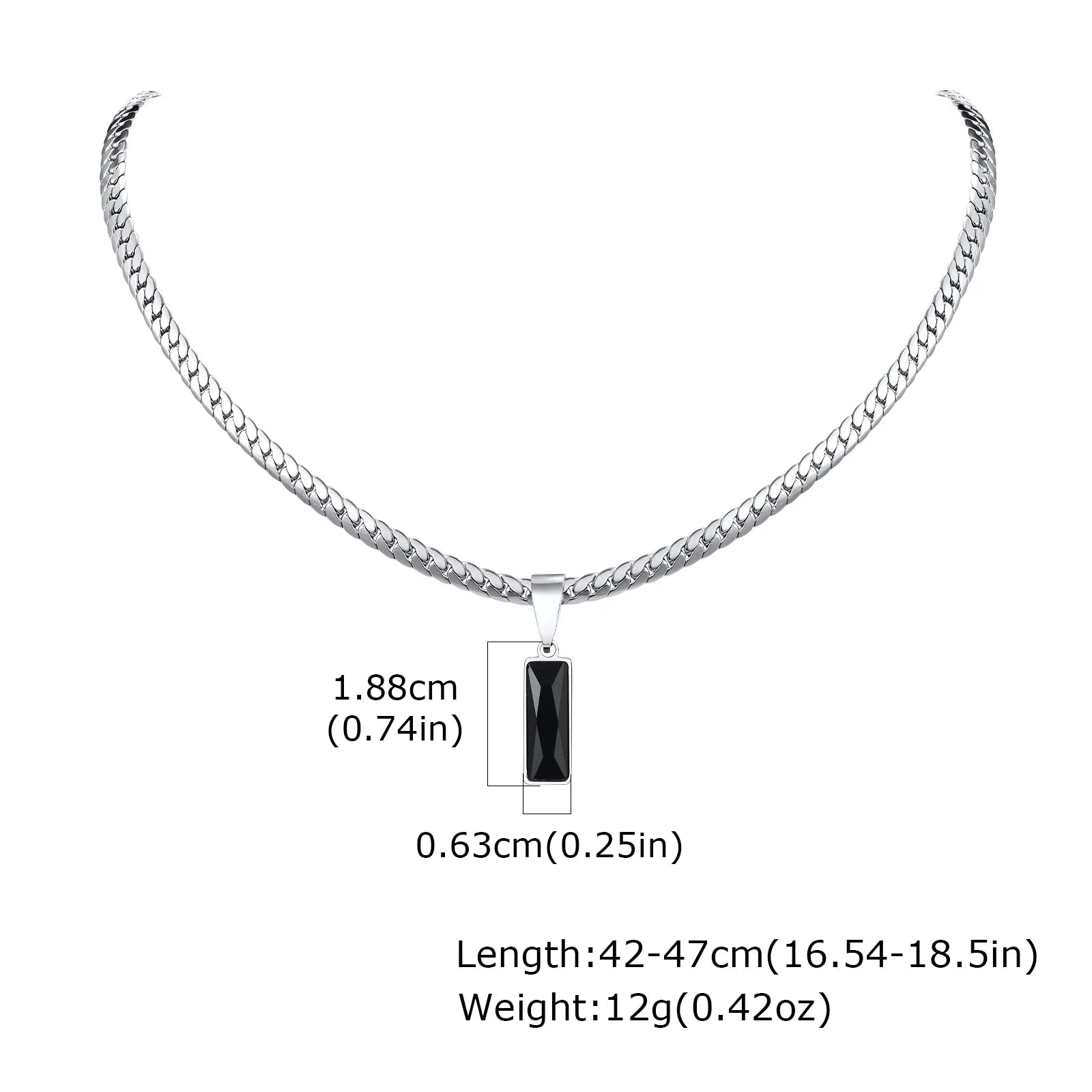 Minimalist Geometric Black Pendant – Stainless Steel Square Necklace for Men & Women