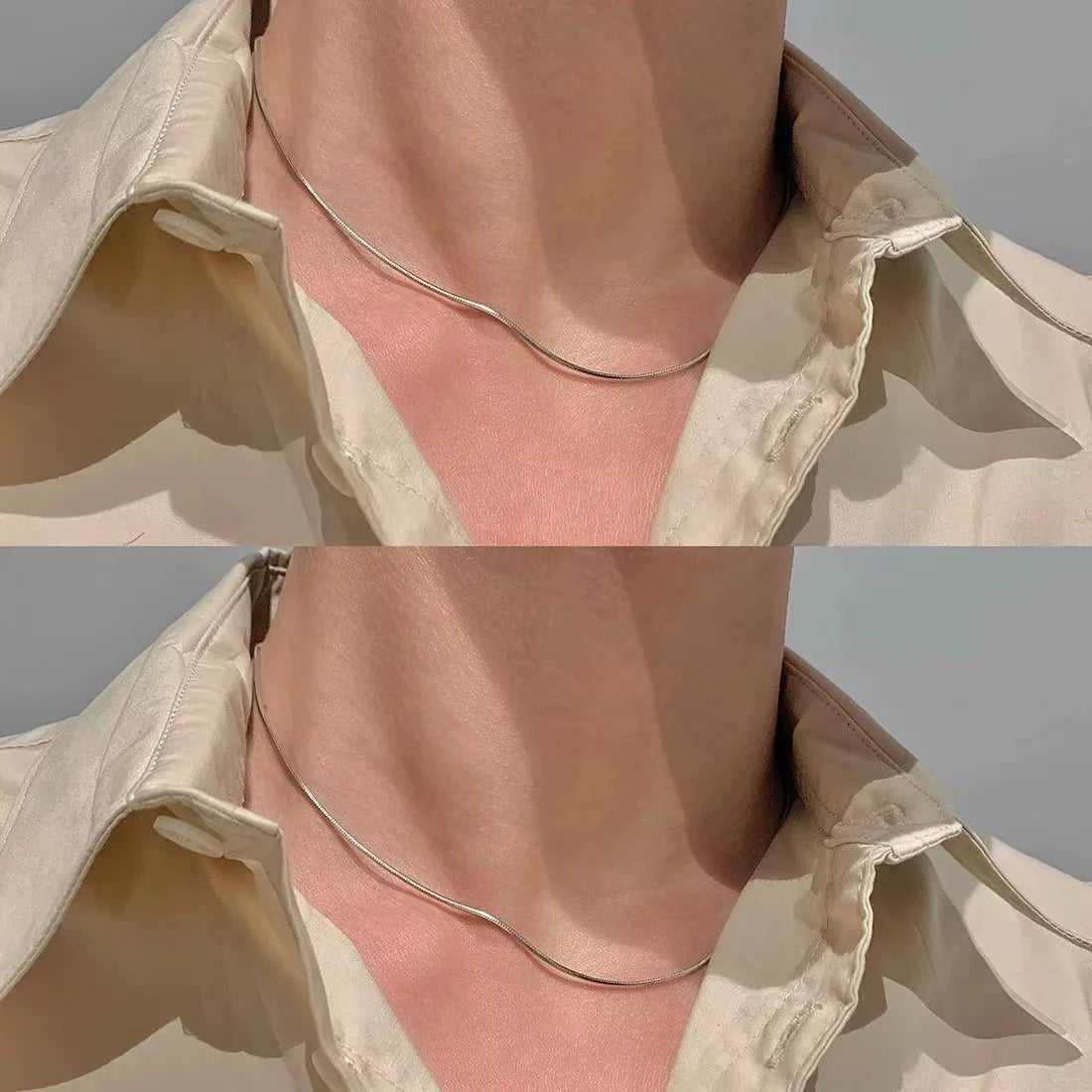 1.2mm Stainless Steel Snake Bone Chain – Minimalist Choker Necklace for Men