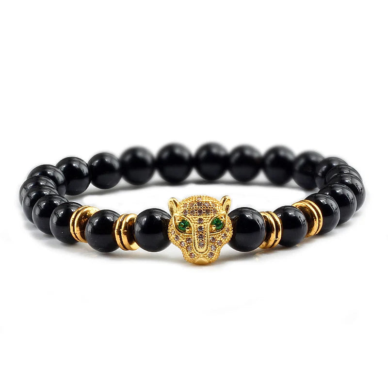 Panther Head Lava Stone Bracelet – Natural Volcanic Beads | Gravín Instinct