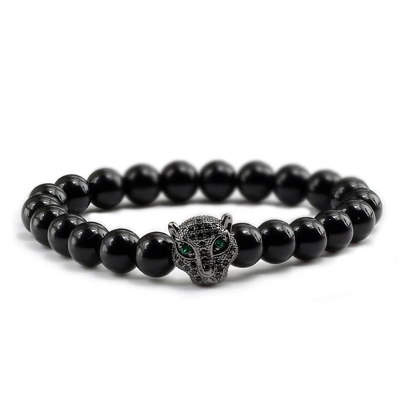 Panther Head Lava Stone Bracelet – Natural Volcanic Beads | Gravín Instinct