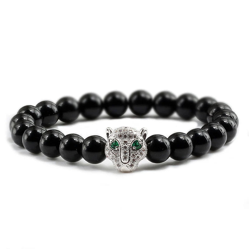 Panther Head Lava Stone Bracelet – Natural Volcanic Beads | Gravín Instinct