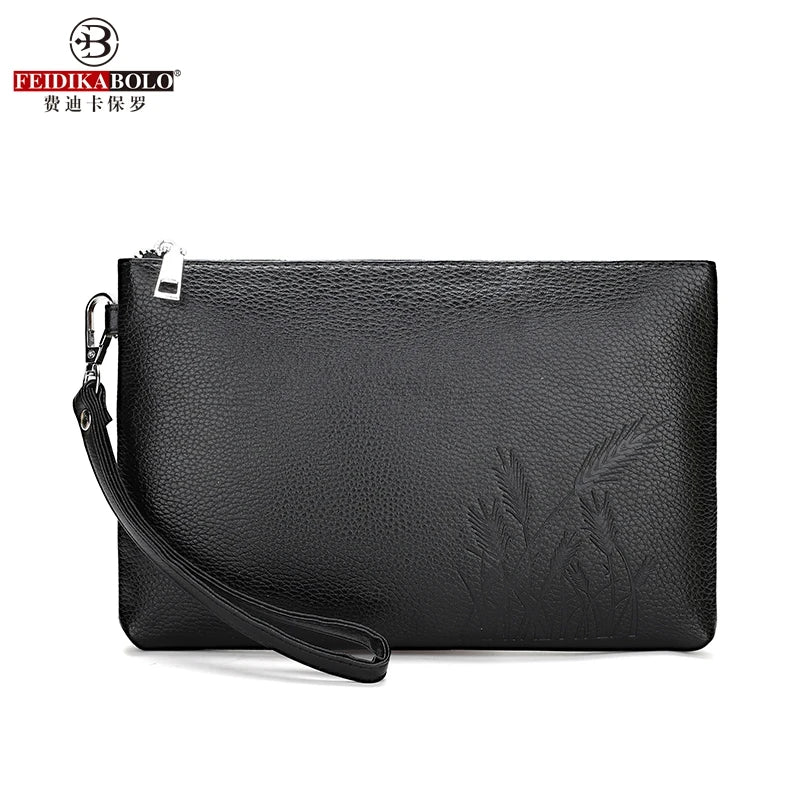 Feidikabolo Cash Holder Bulrush Emboss Black Brown PU Leather Man Bag Clutch Long Design Fashion Man Wallet Purse Business Bag