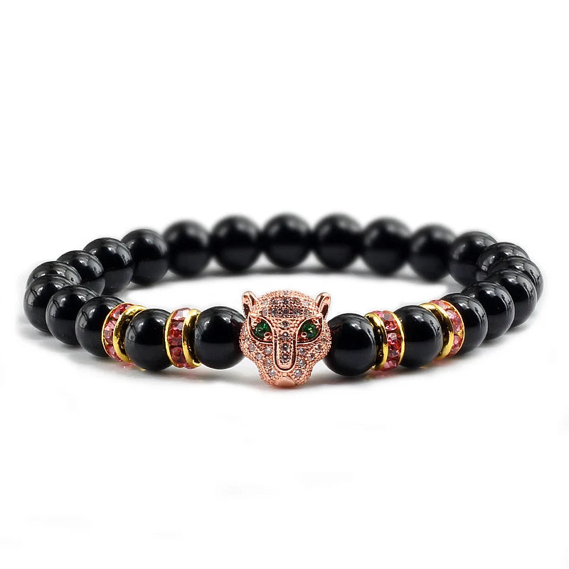 Panther Head Lava Stone Bracelet – Natural Volcanic Beads | Gravín Instinct