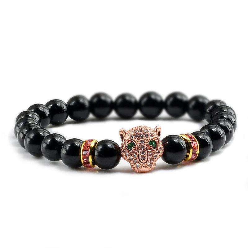 Panther Head Lava Stone Bracelet – Natural Volcanic Beads | Gravín Instinct