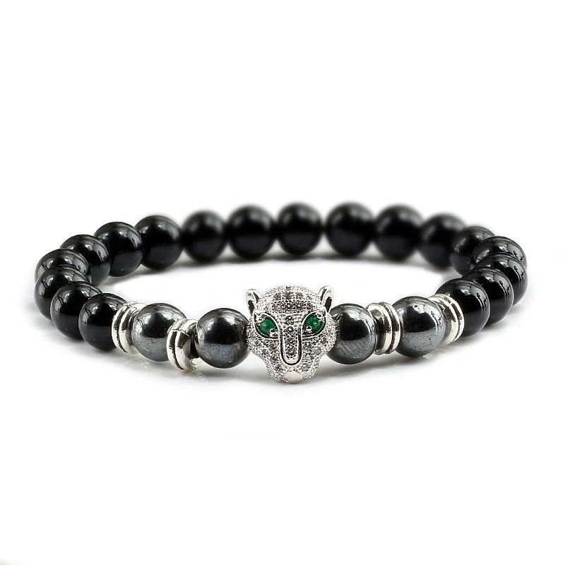 Panther Head Lava Stone Bracelet – Natural Volcanic Beads | Gravín Instinct