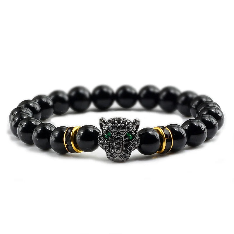 Panther Head Lava Stone Bracelet – Natural Volcanic Beads | Gravín Instinct