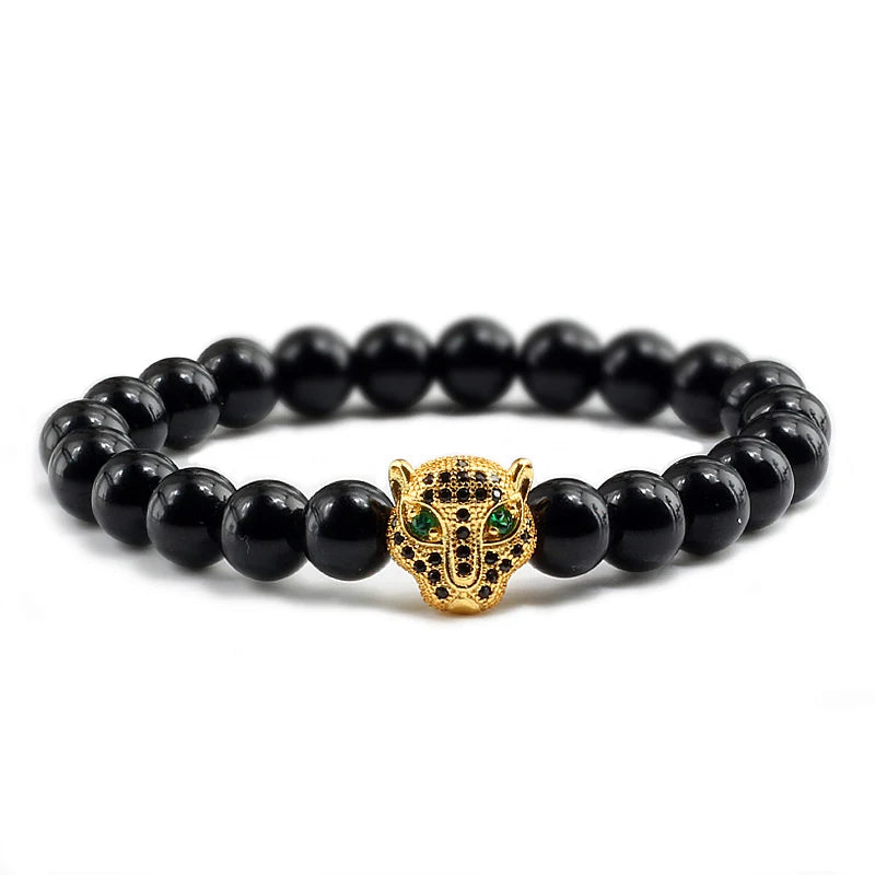 Panther Head Lava Stone Bracelet – Natural Volcanic Beads | Gravín Instinct