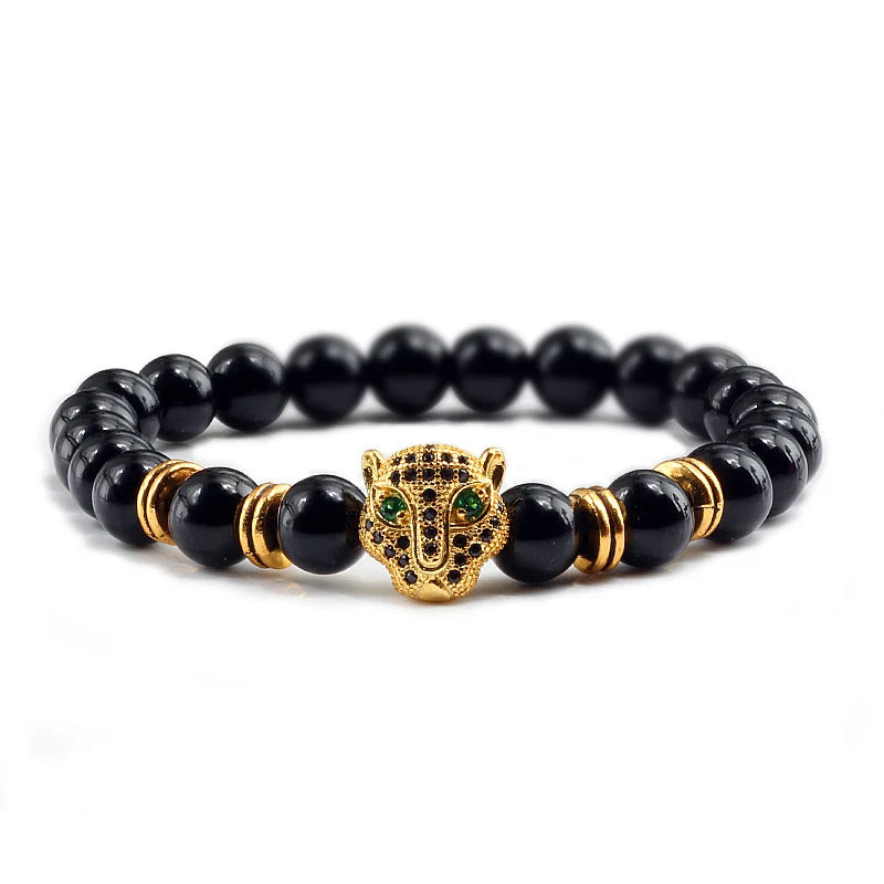 Panther Head Lava Stone Bracelet – Natural Volcanic Beads | Gravín Instinct