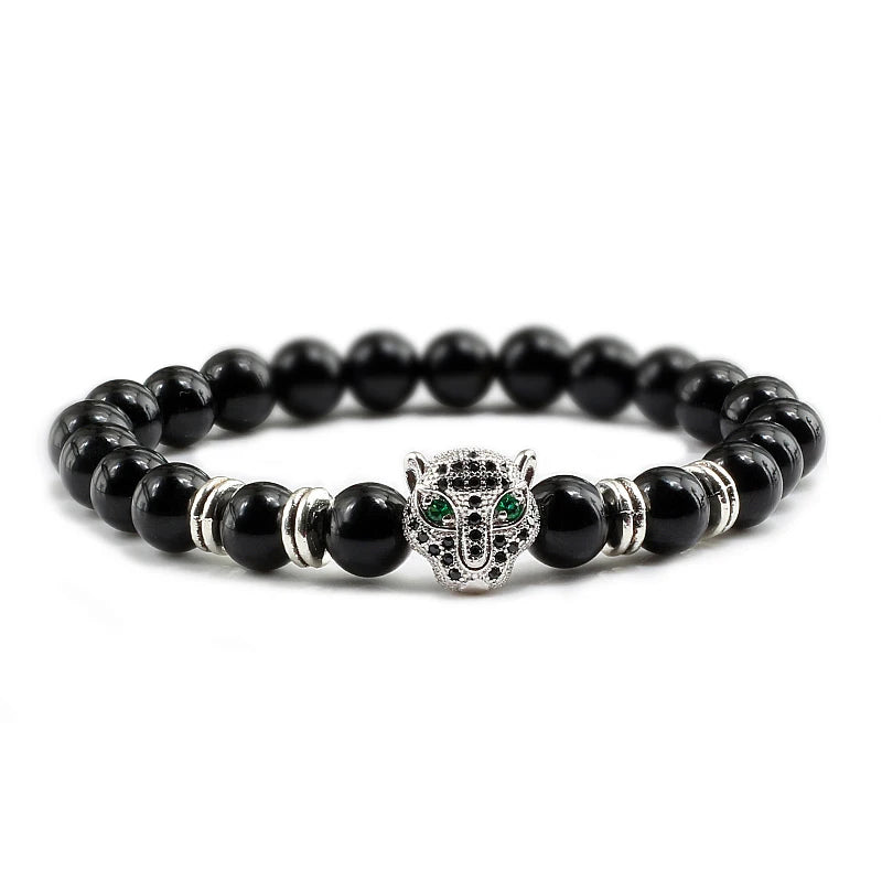 Panther Head Lava Stone Bracelet – Natural Volcanic Beads | Gravín Instinct
