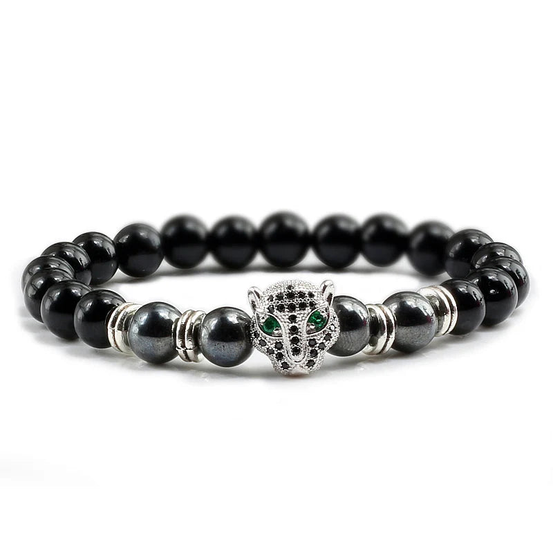 Panther Head Lava Stone Bracelet – Natural Volcanic Beads | Gravín Instinct