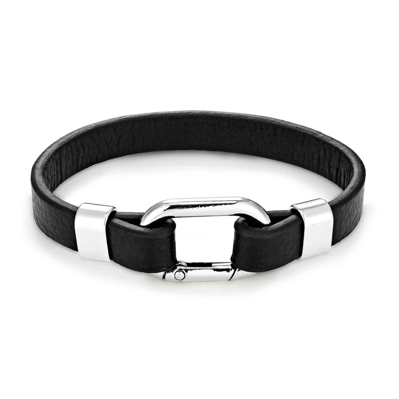 Signature Oval Clasp Leather Bracelet – Minimal Elegance Series