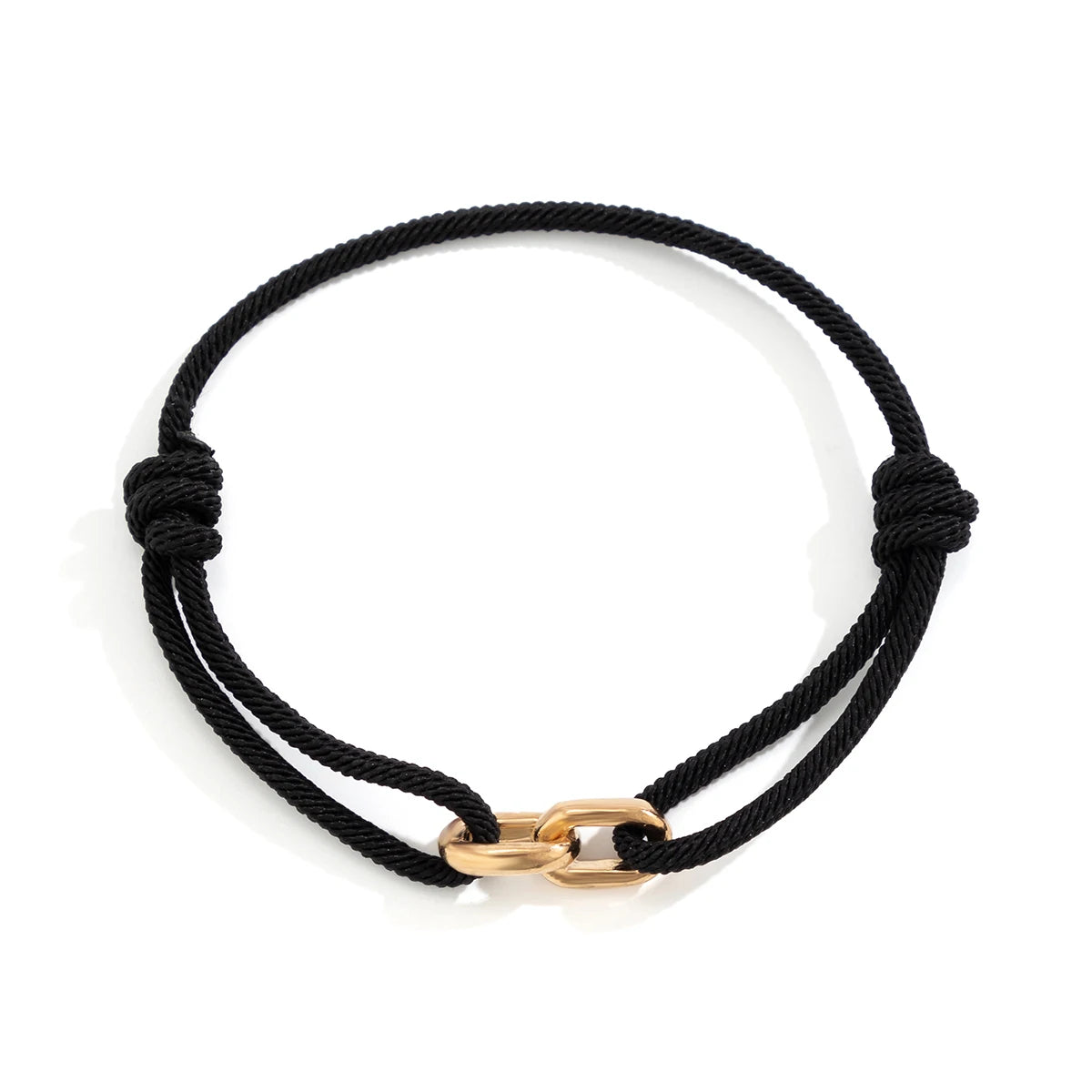 Urban Link Rope Bracelet – Adjustable Black Cord with Dual Metal Hook | Gravín Street
