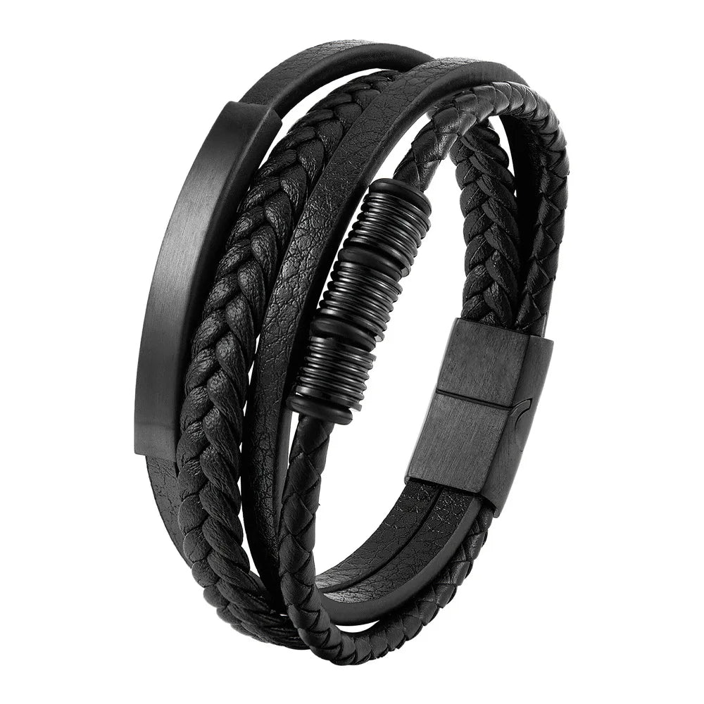 Gravín Steel Grip Leather Bracelet