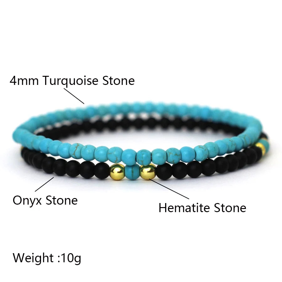Elemental Duo | Natural Stone Beaded Bracelet Set (2pcs – 4mm)