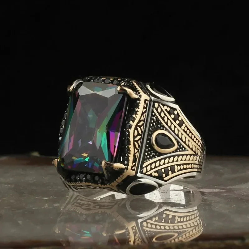 Imperial Retro Gemstone Ring – Luxury Antique-Inspired Ring for Men