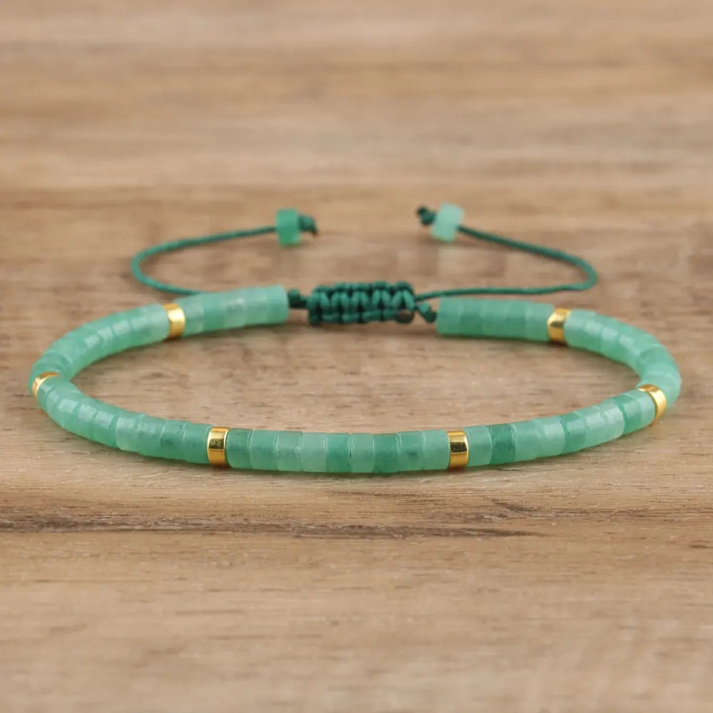 Natural Turquoise Emperor Stone Bracelet – Adjustable Woven Rope | Gravín Calm