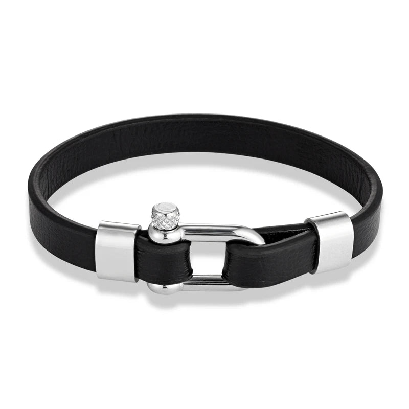 Industrial U-Lock Leather Bracelet – Gravín Steel Line