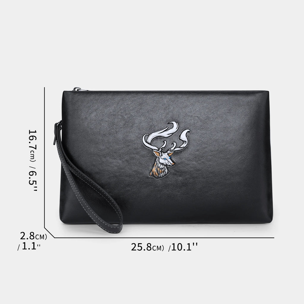 Men's Wallet Long Genuine Leather Head Layer Cowhide Zipper Animal Patterns Wrist Men Phone Purses High Capacity Handbag Clutch