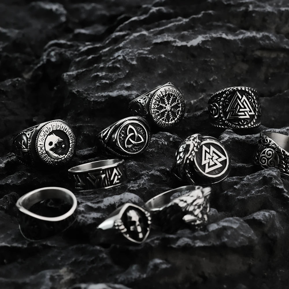 Gravín Nordic Rings – Viking Symbols | Titanium Steel Heritage Series