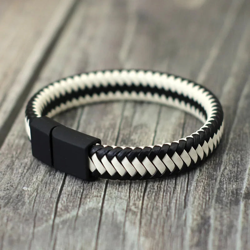 Locked in Style | Magnetic Braided Leather Bracelet for the Bold