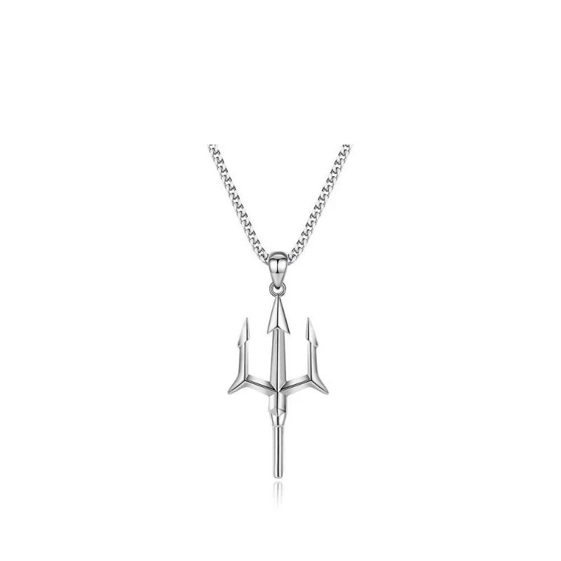 Poseidon’s Trident Pendant – Mythical Stainless Steel Necklace for Men