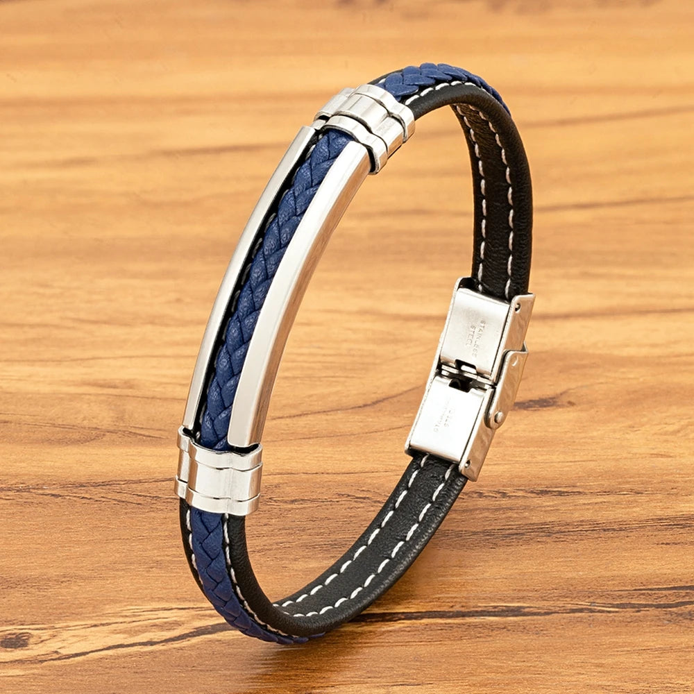 Classic Steel Bar Leather Bracelet – Sleek Everyday Design | Gravín Daily