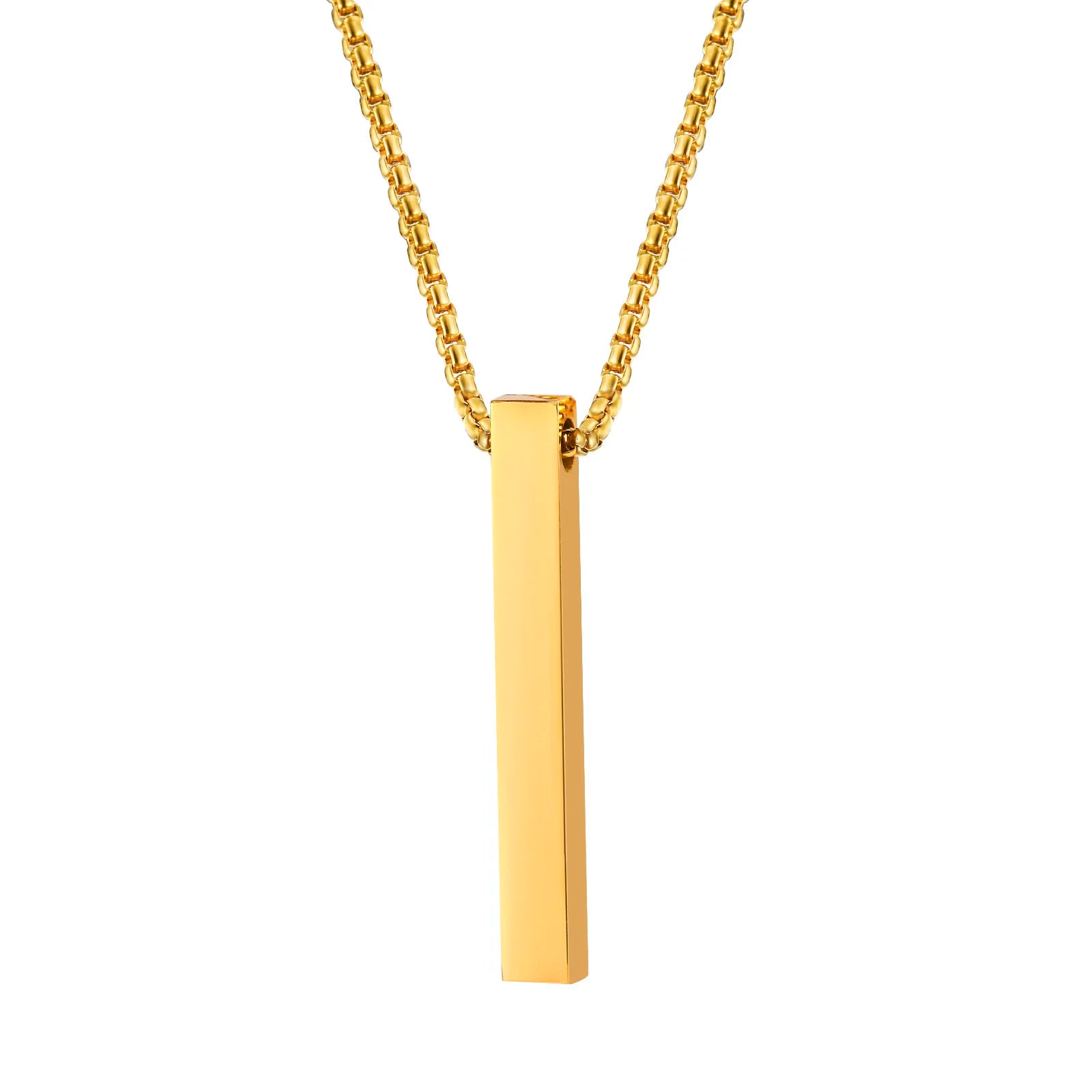 Minimalist Vertical Bar Necklace – Retro Stainless Steel Long Pendant for Men