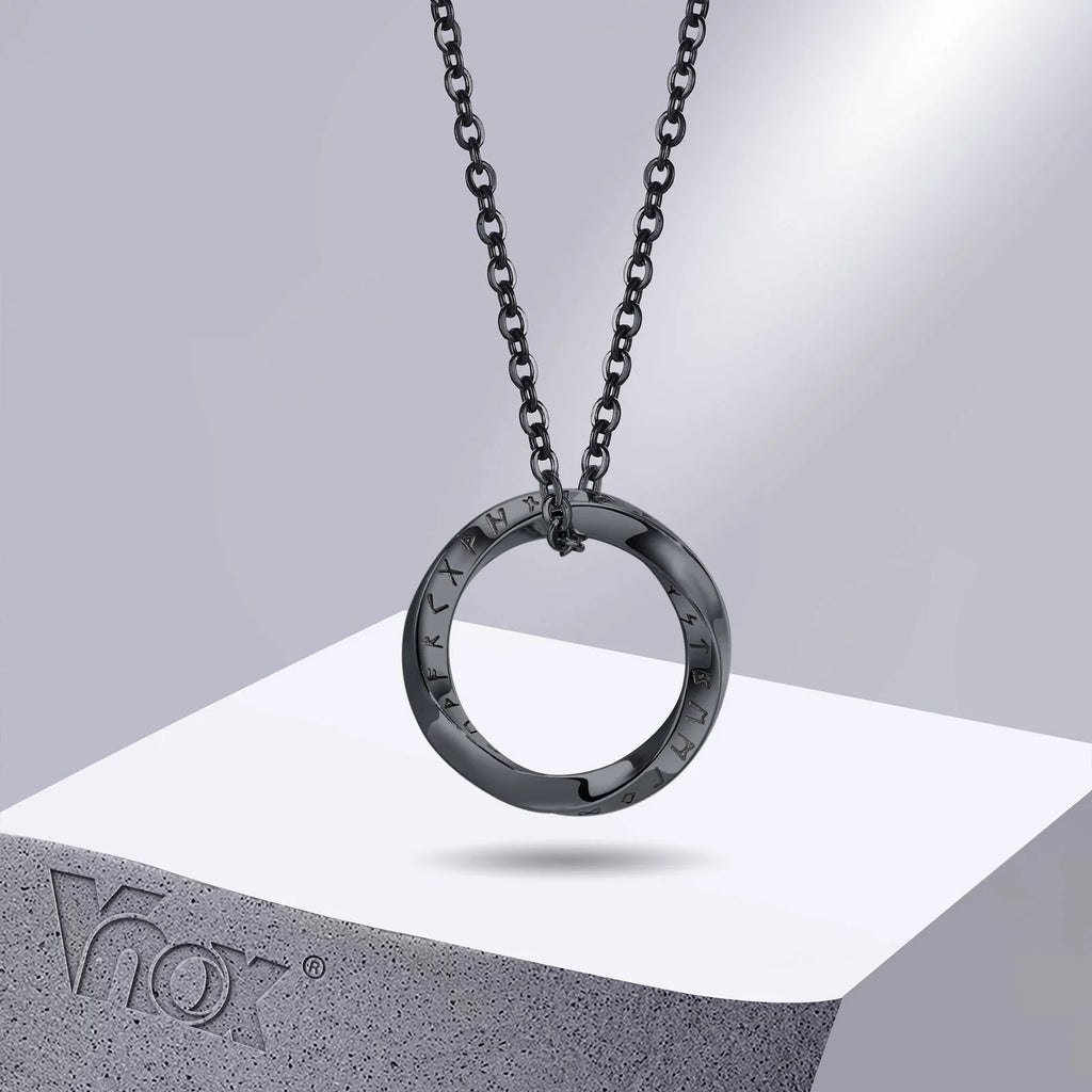 Viking Möbius Ring Pendant Necklace – Norse-Inspired Stainless Steel Jewelry for Men