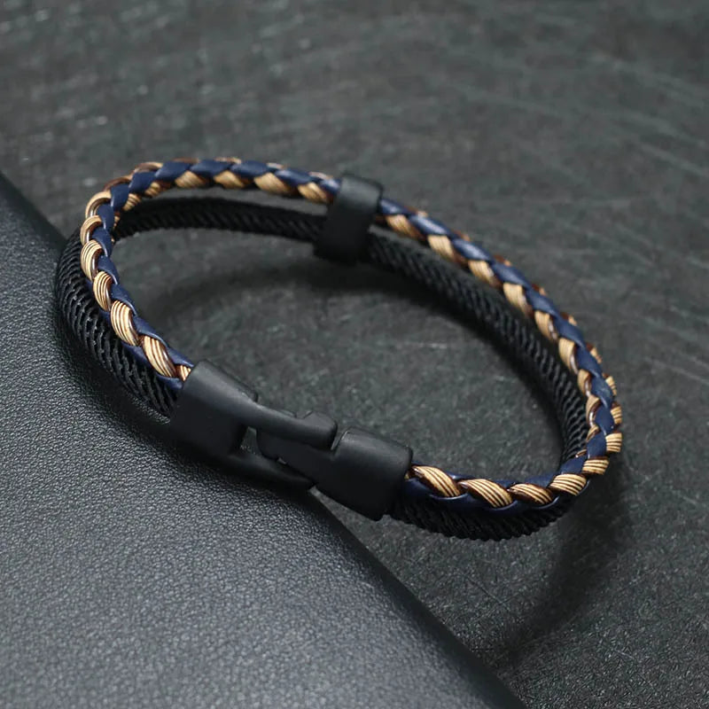 Braided Duo-Tone Rope Bracelet – Magnetic Matte Clasp