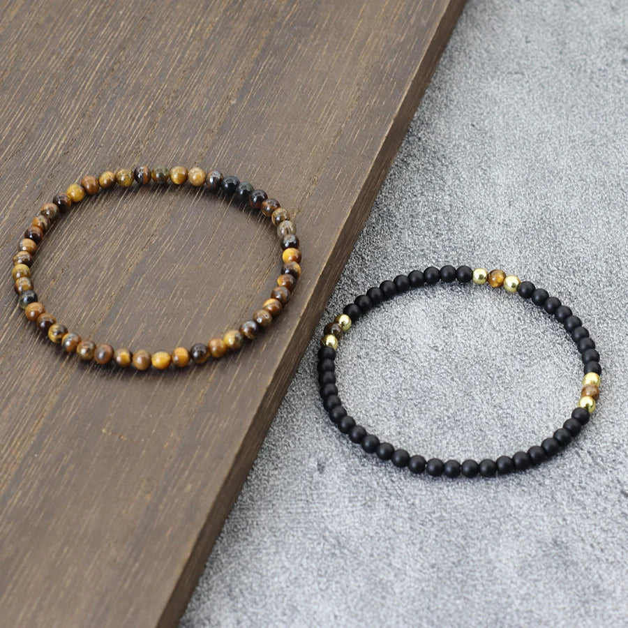 Elemental Duo | Natural Stone Beaded Bracelet Set (2pcs – 4mm)