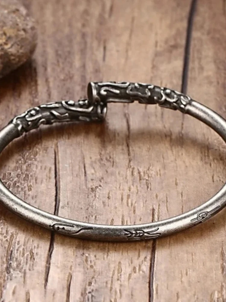 Imperial Dragon Bangle – Handcrafted Vintage Bracelet with Ancient Chinese Detailing