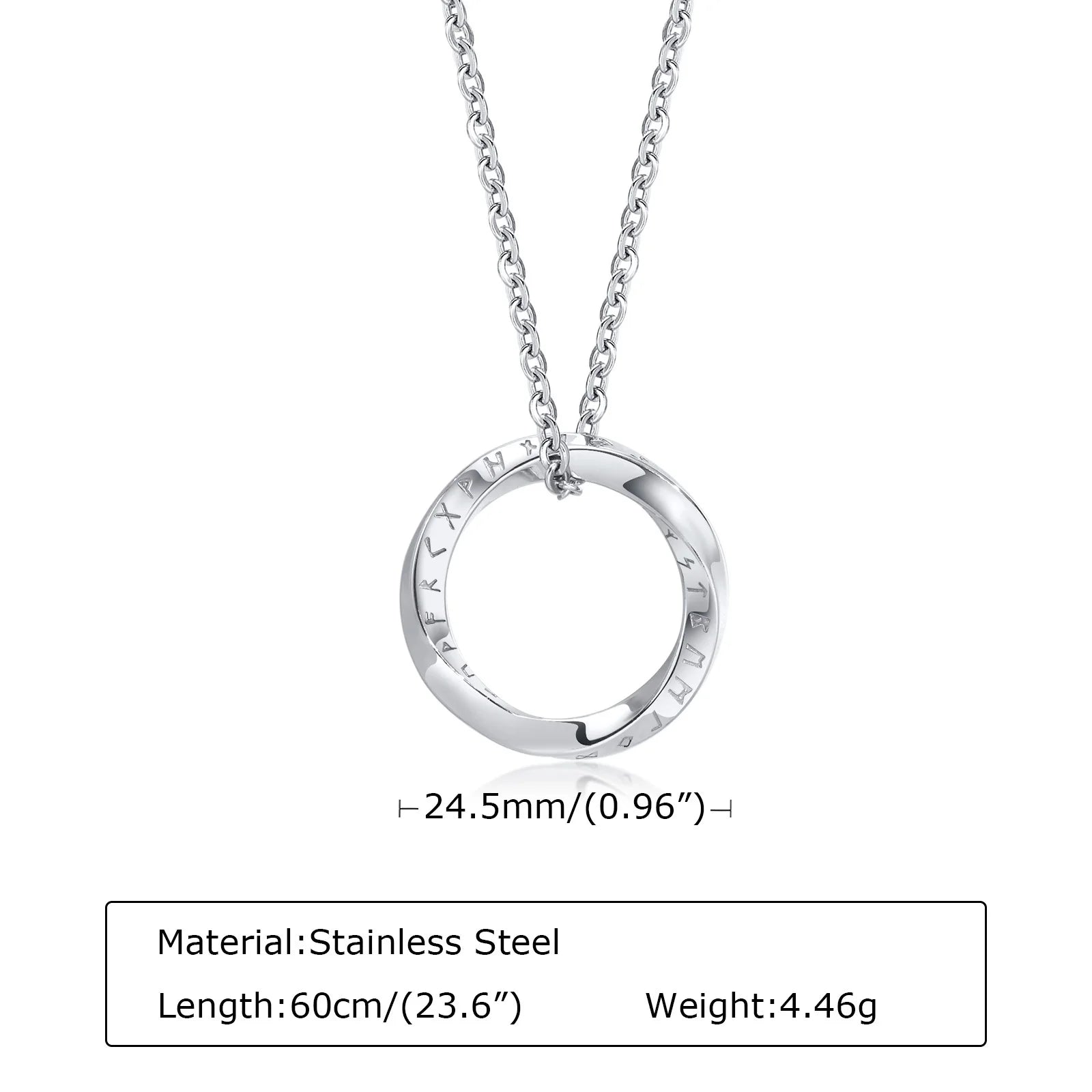 Viking Möbius Ring Pendant Necklace – Norse-Inspired Stainless Steel Jewelry for Men