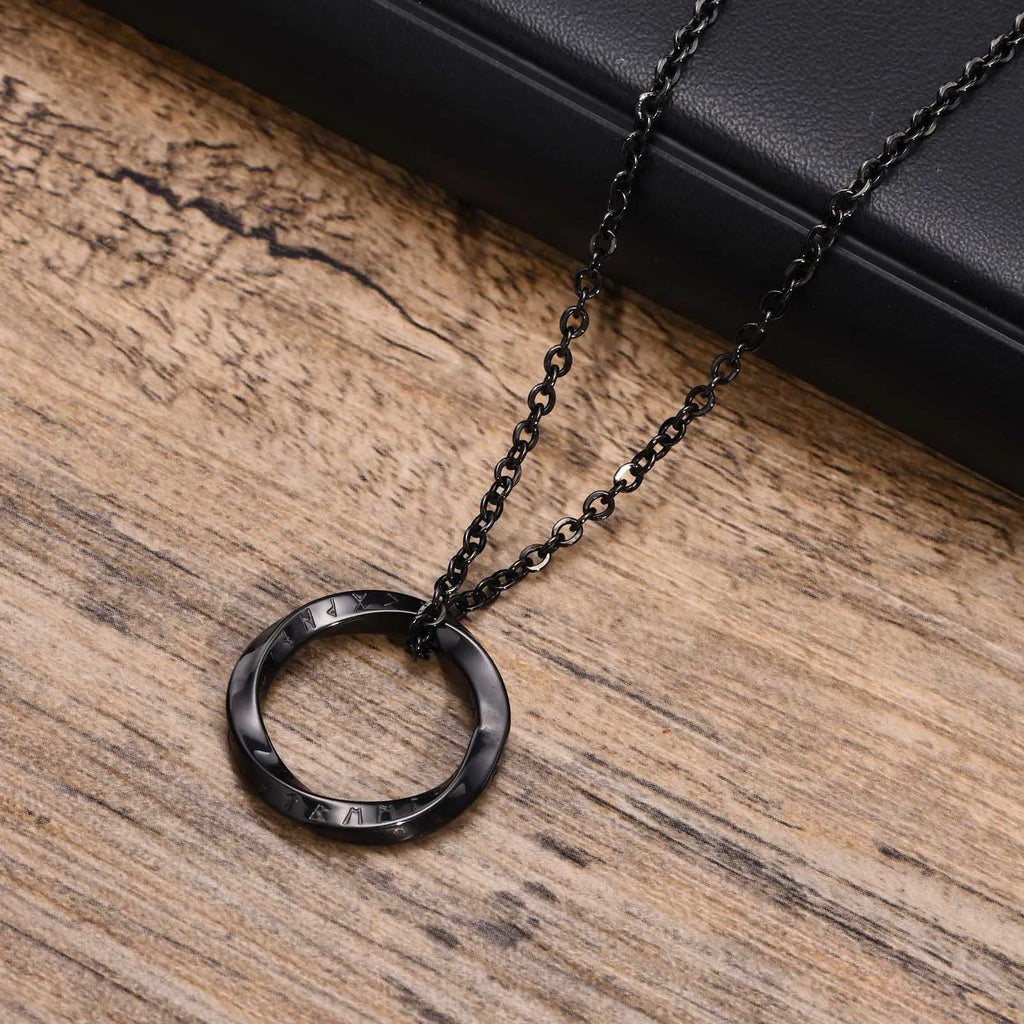 Viking Möbius Ring Pendant Necklace – Norse-Inspired Stainless Steel Jewelry for Men