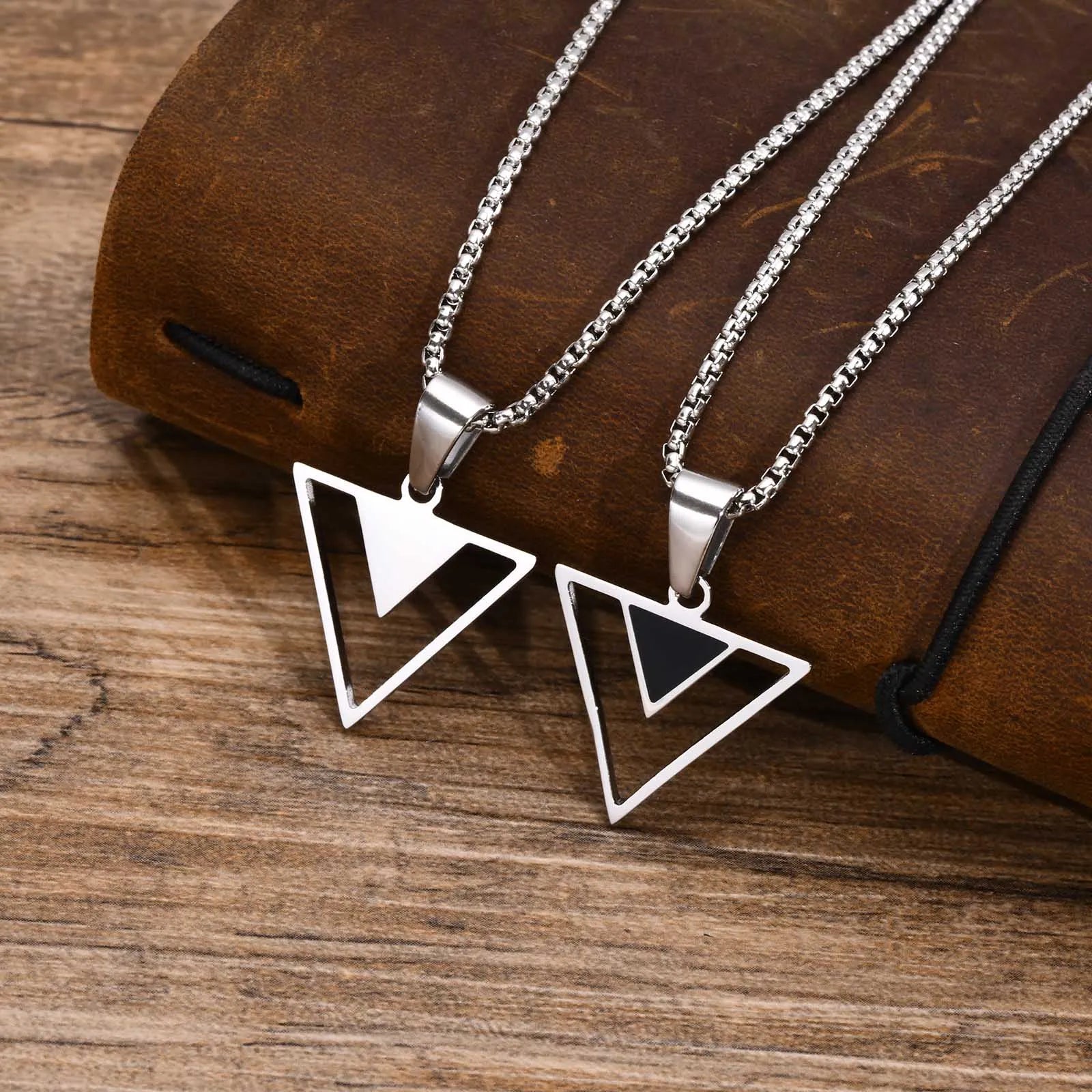 Geometric Black Bar Pendant – Waterproof Stainless Steel Necklace for Men