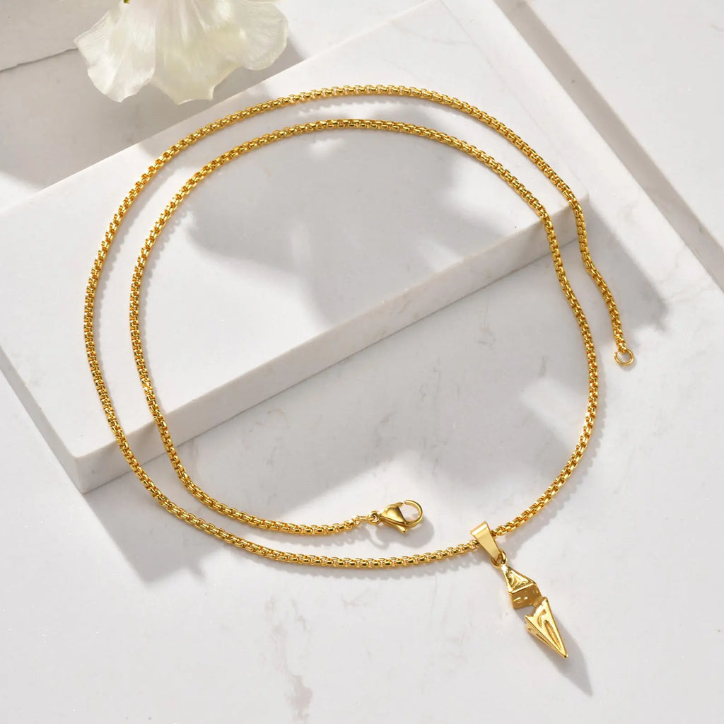 Geometric Rhombus Pendant with Zircon – Stainless Steel Necklace for Men & Women