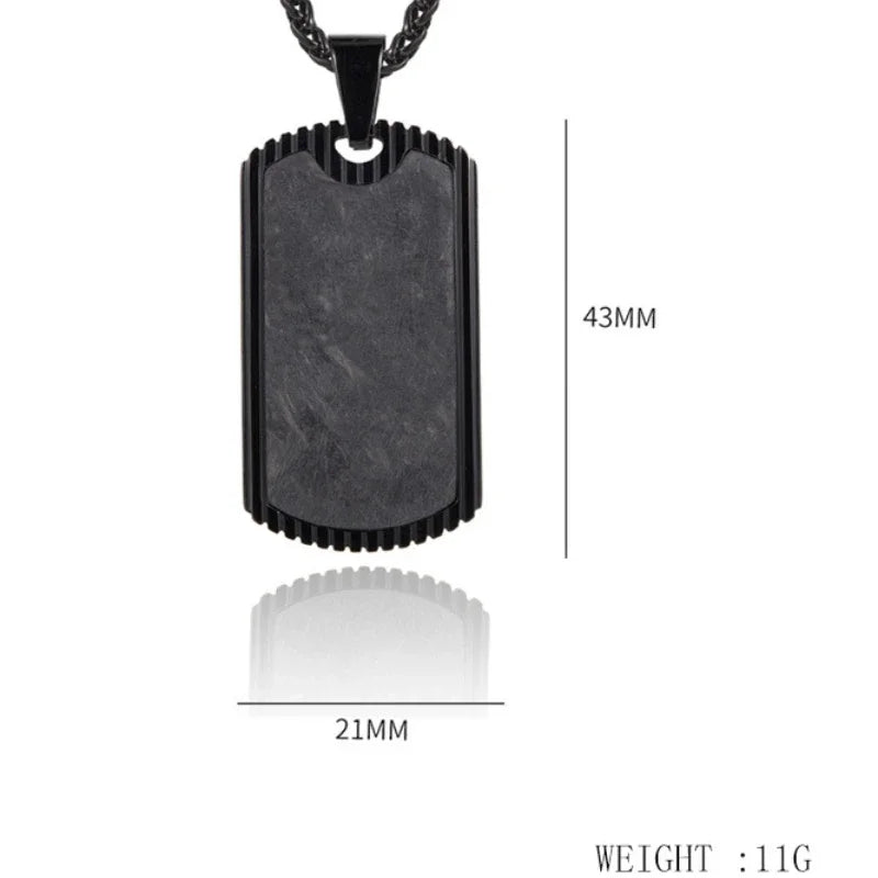 Men’s Black Titanium Dog Tag – Stainless Steel Pendant Necklace (Punk & Street Style