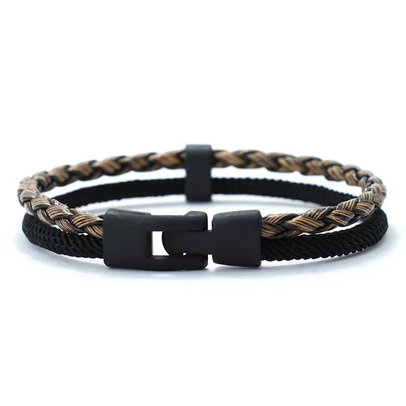 Braided Duo-Tone Rope Bracelet – Magnetic Matte Clasp