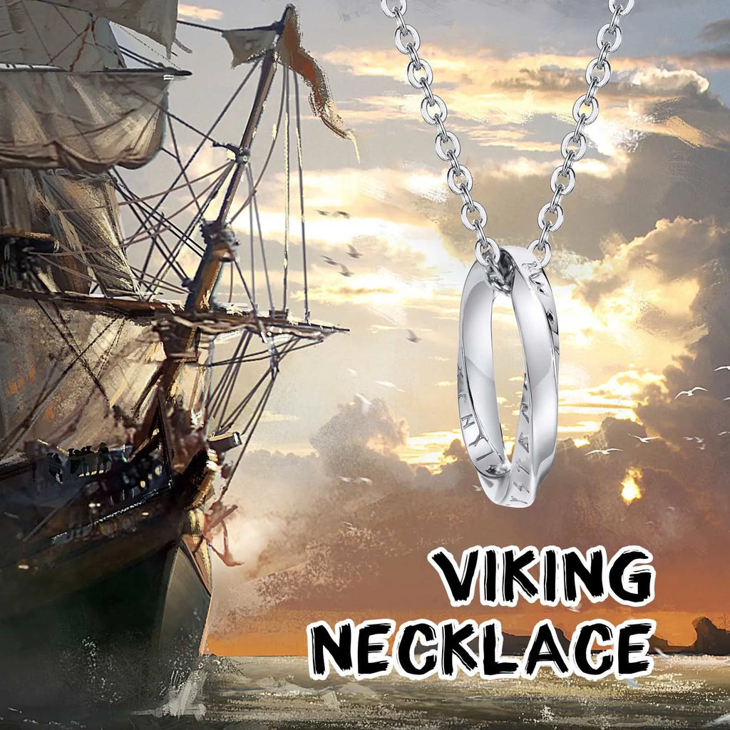 Viking Möbius Ring Pendant Necklace – Norse-Inspired Stainless Steel Jewelry for Men