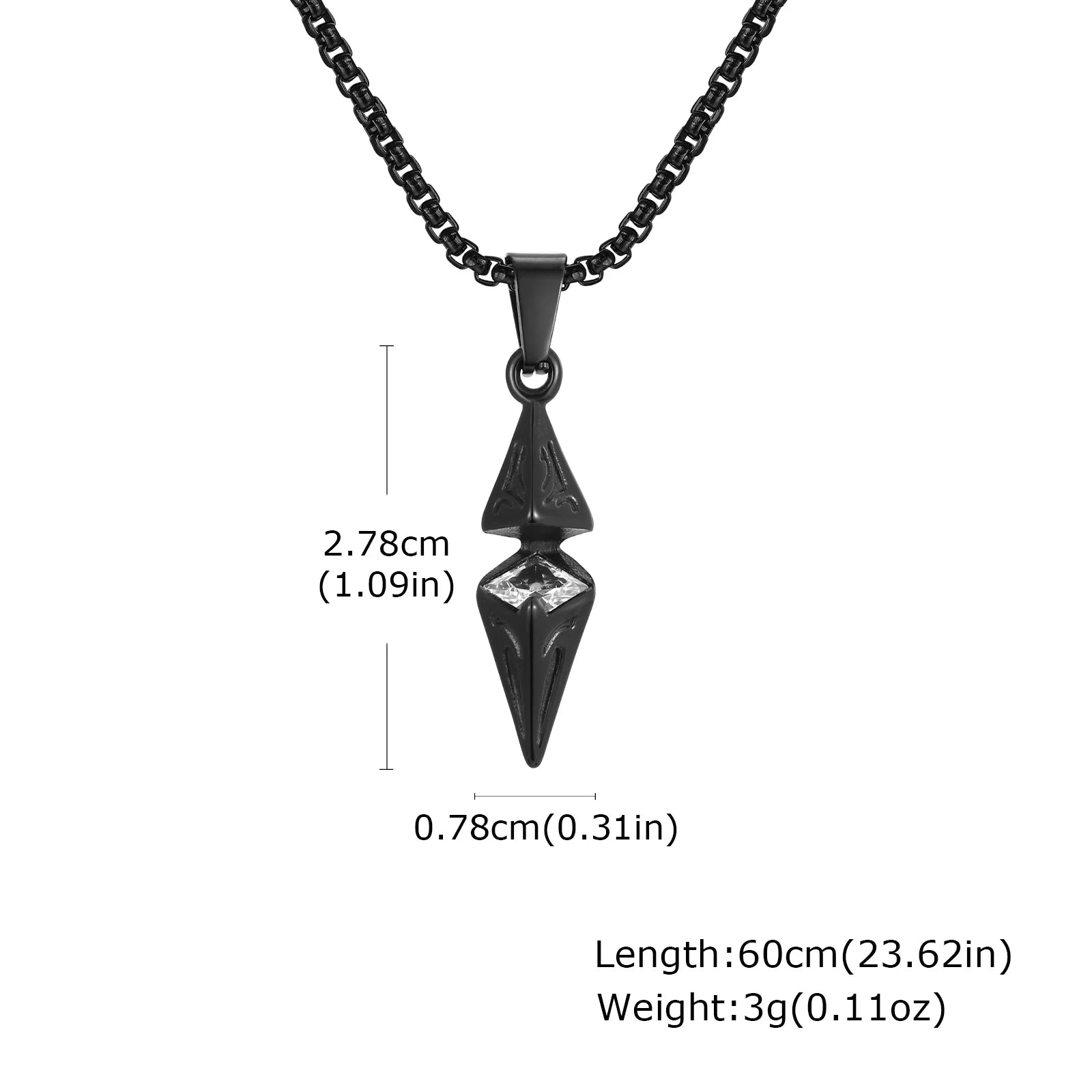 Geometric Rhombus Pendant with Zircon – Stainless Steel Necklace for Men & Women