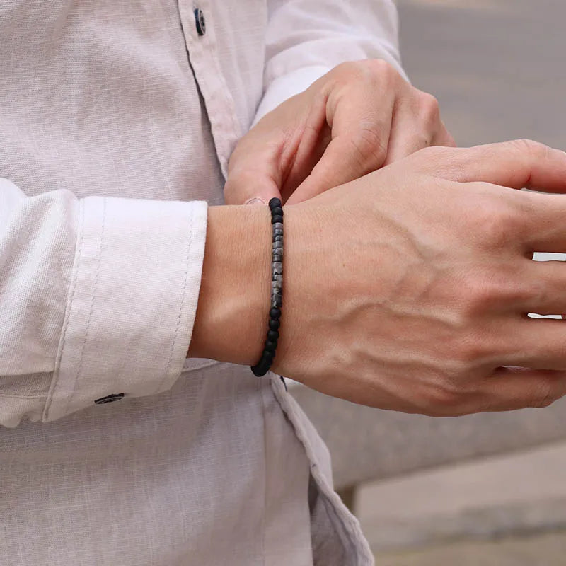 Gravín Slate – 4mm Handmade Emperor Stone & Onyx Bracelet
