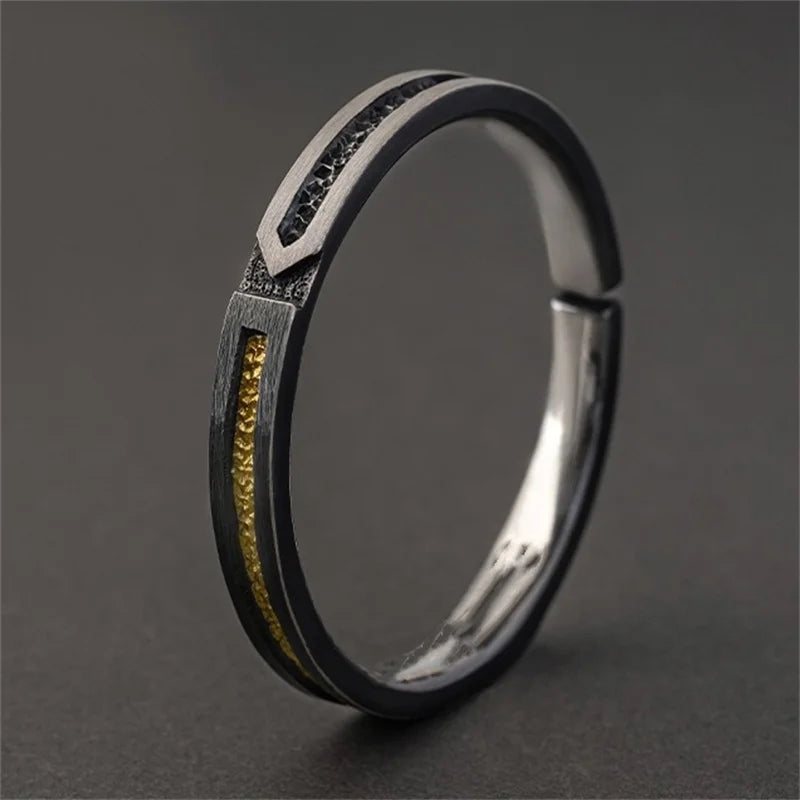 Forged Contrast Cuff – Matte Black & Textured Gold | Gravín Blackline
