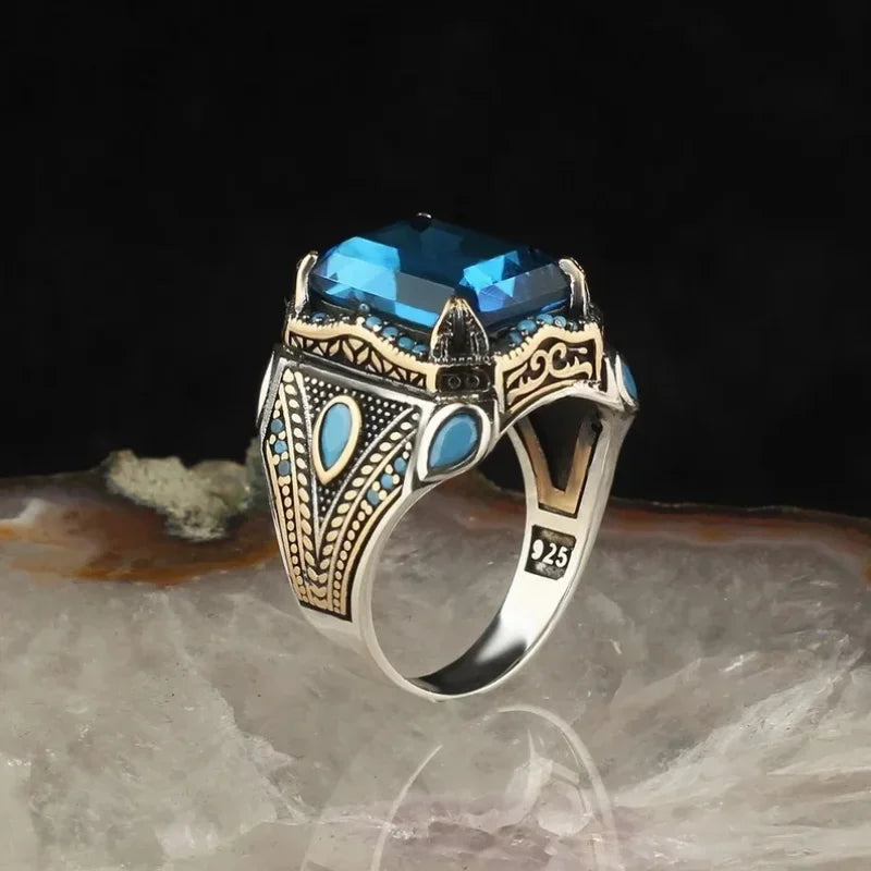 Imperial Retro Gemstone Ring – Luxury Antique-Inspired Ring for Men
