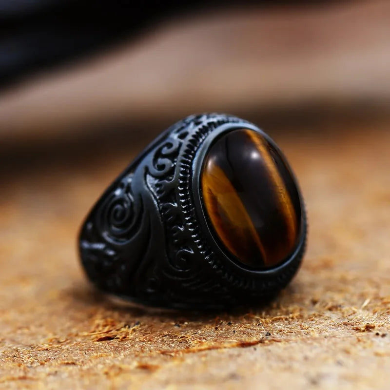 Gravín Turkish Heritage Ring – Tiger Eye & Black Onyx