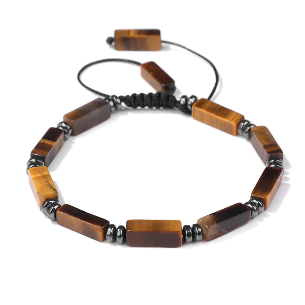 Natural Stone Bead Bracelet – Cuboid Cut | Gravín Earth Tones