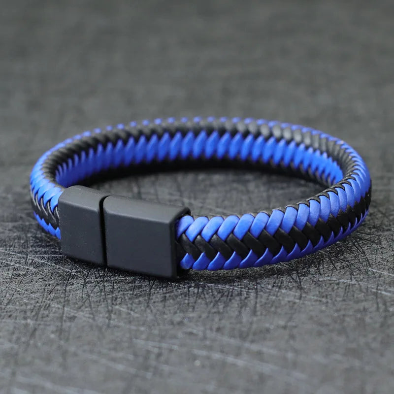 Locked in Style | Magnetic Braided Leather Bracelet for the Bold