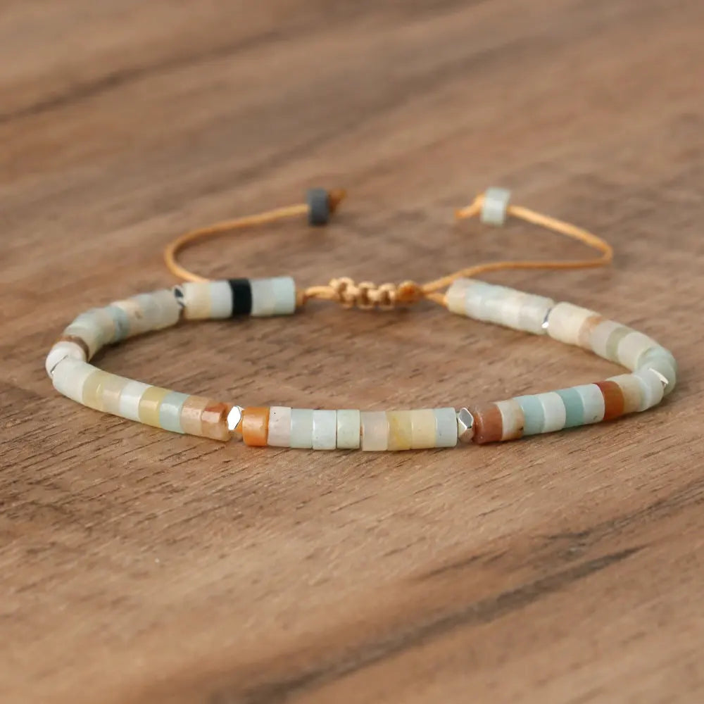 Natural Turquoise Emperor Stone Bracelet – Adjustable Woven Rope | Gravín Calm