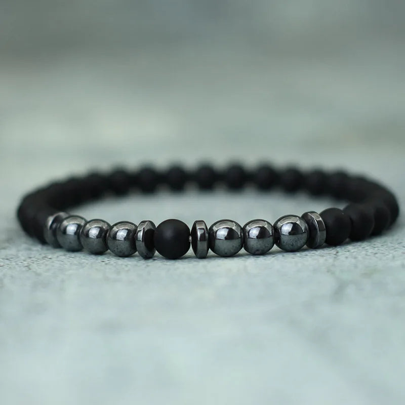 Noter | Minimalist 6mm Stone Beaded Bracelet – Onyx, Hematite, and Tiger’s Eye