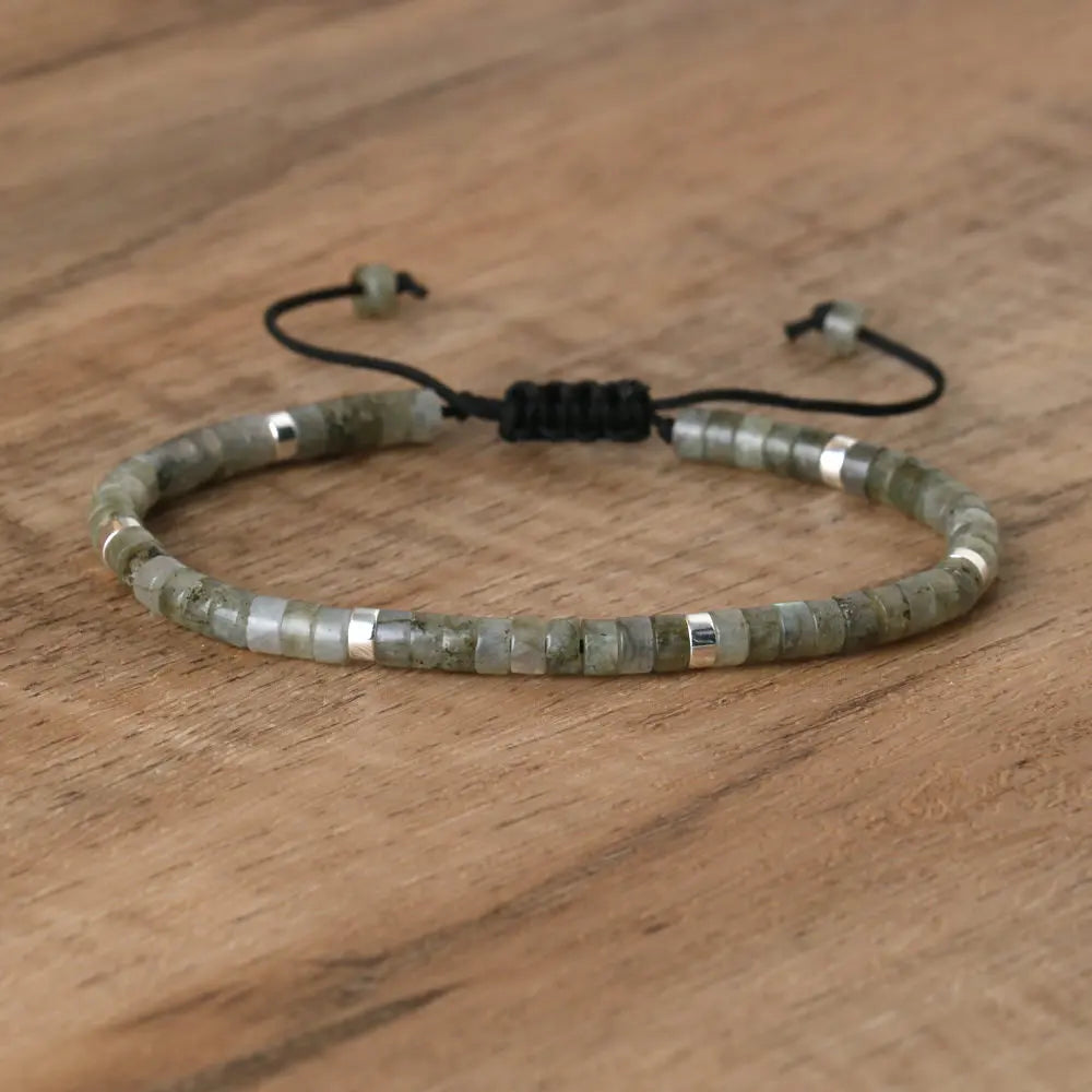 Natural Turquoise Emperor Stone Bracelet – Adjustable Woven Rope | Gravín Calm