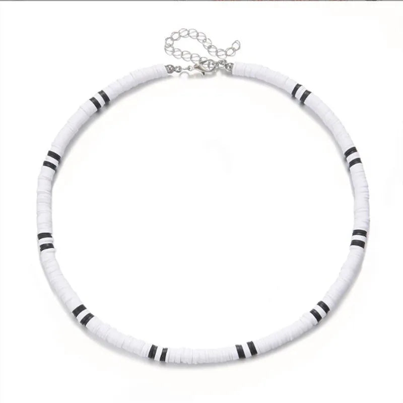 Boho Clay Bead Choker – Multicolor Minimalist Necklace for Men & Women